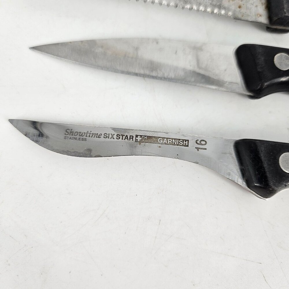 Ronco Showtime Six Star Kitchen Knives Utility Dinner Silver 5 Pc Stain Steel - Picture 4 of 7